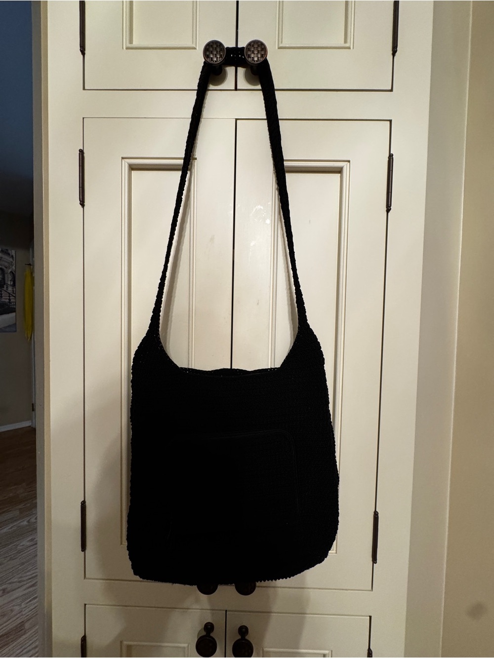 Black Knit Crossbody Shoulder Bag - Unbranded